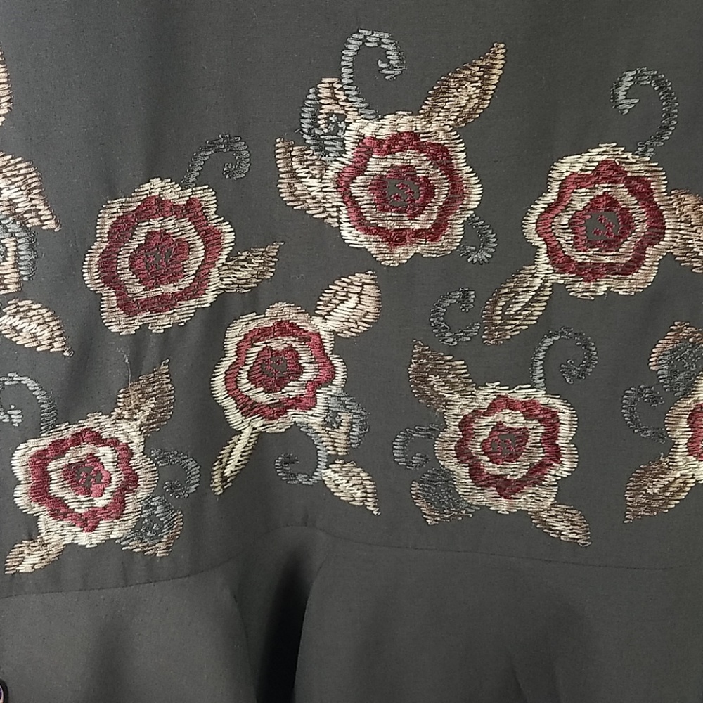 Loft, Vintage brown skirt with florals and ruffles around the bottom, Sz 10 - Picture 4 of 7